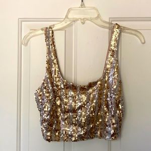 Gold & Silver Sequin Crop Top